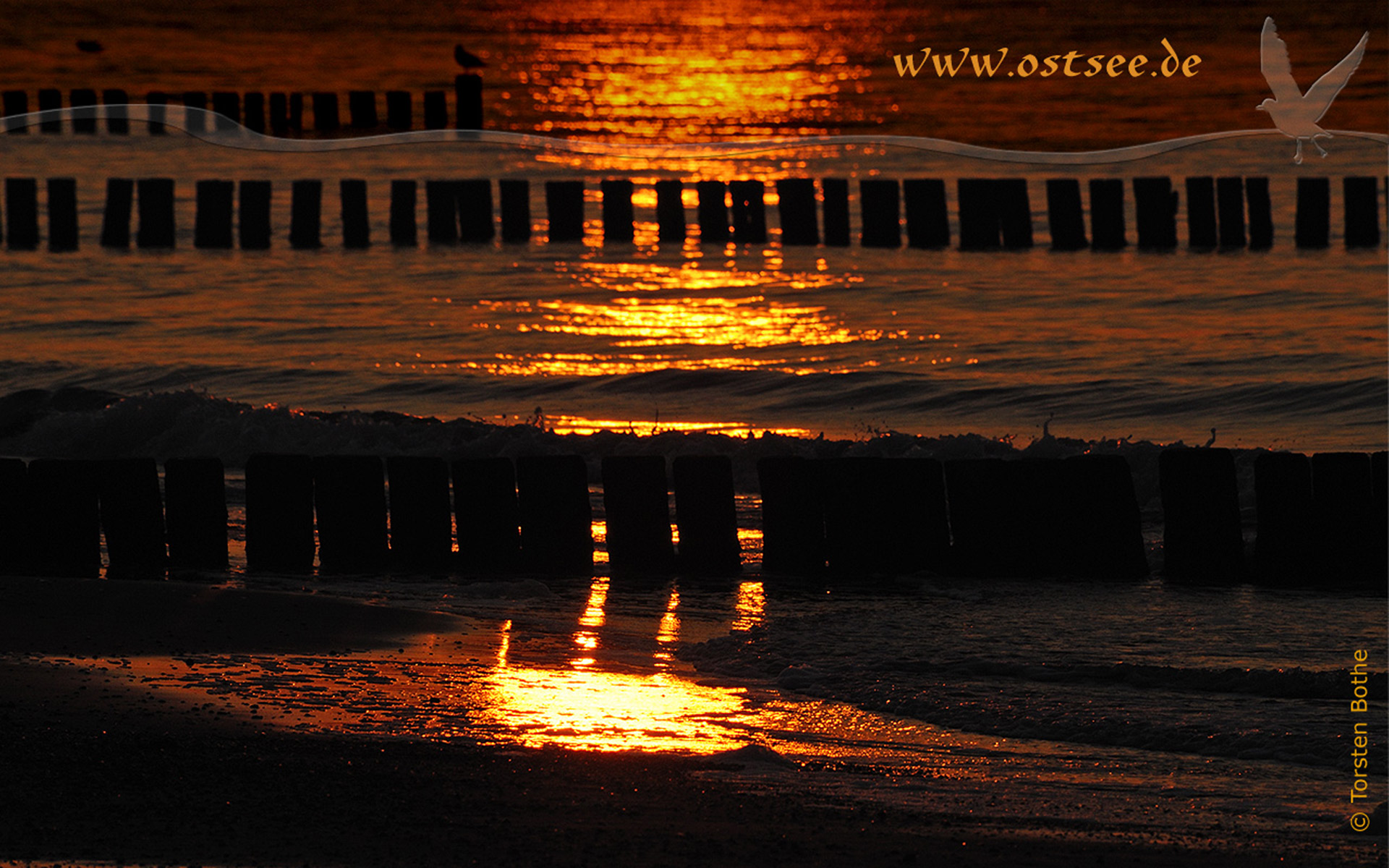 Hintergrundbild: Romantischer Sonnenuntergang an der Ostsee