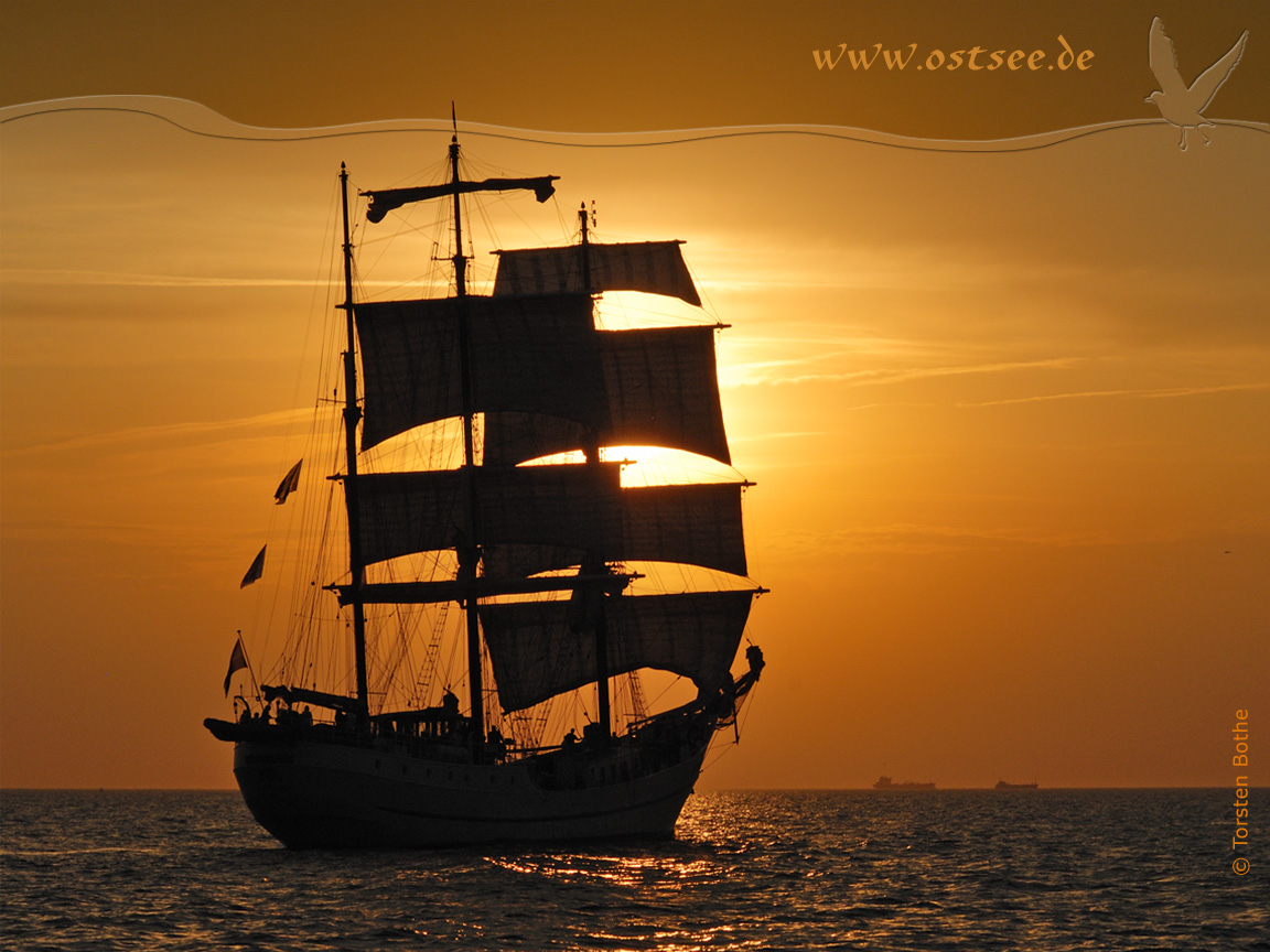 Hintergrundbild: Windjammer im Sonnenuntergang