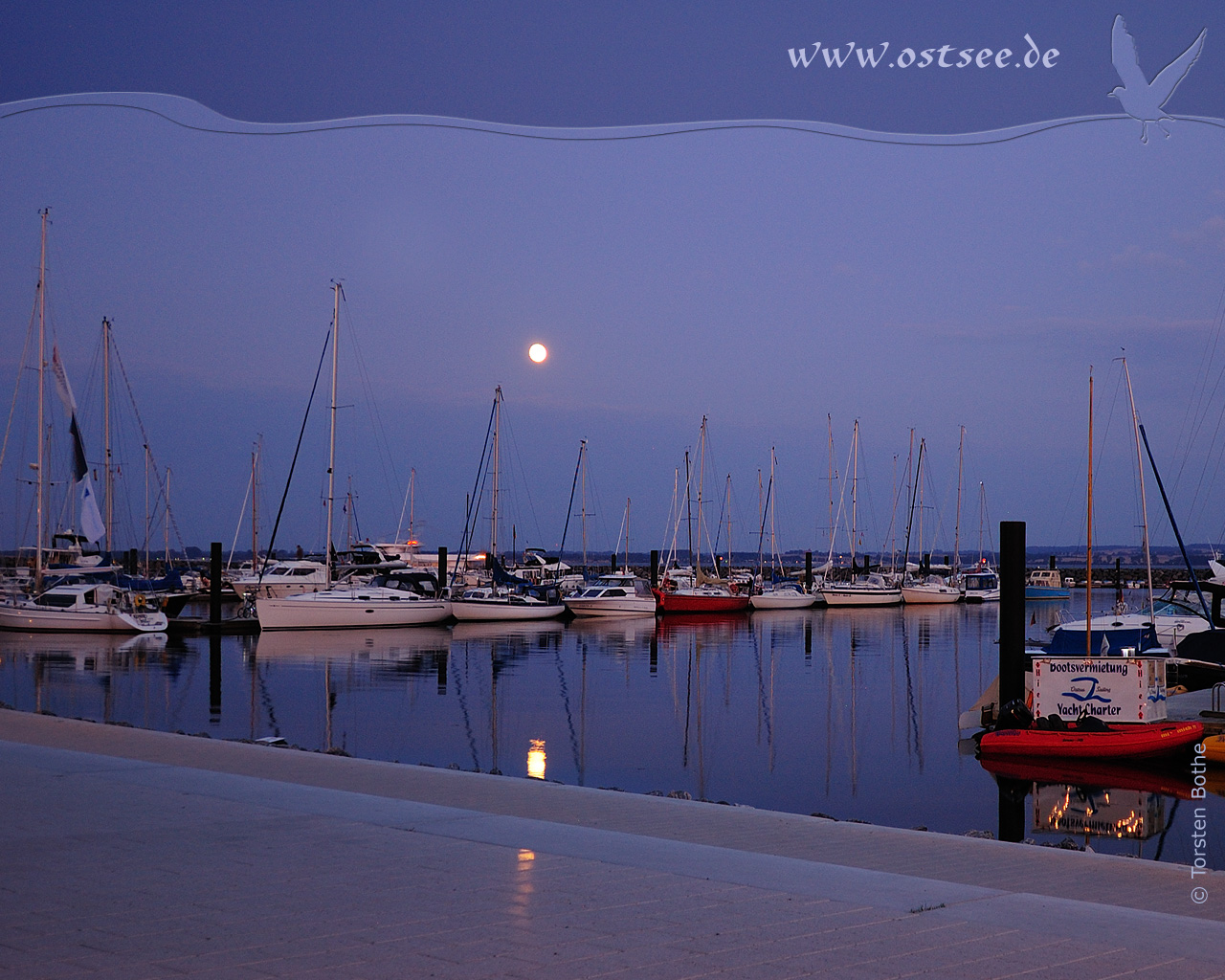 Hintergrundbild: Vollmond über der Ostsee