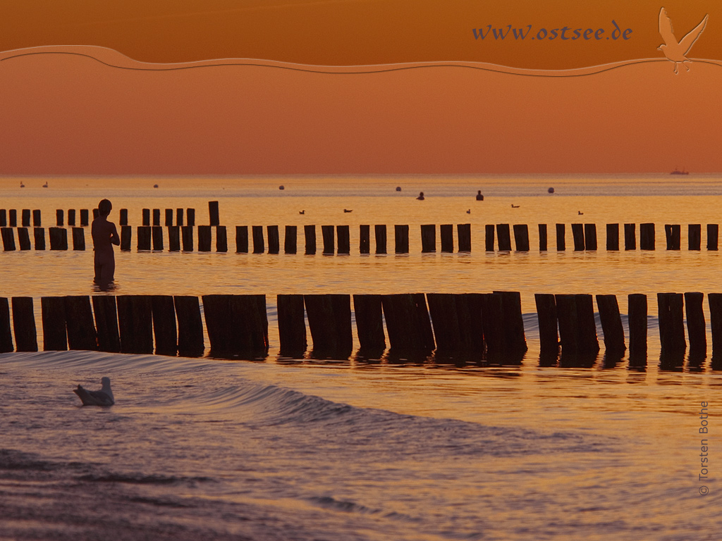 Baden im Sonnenuntergang