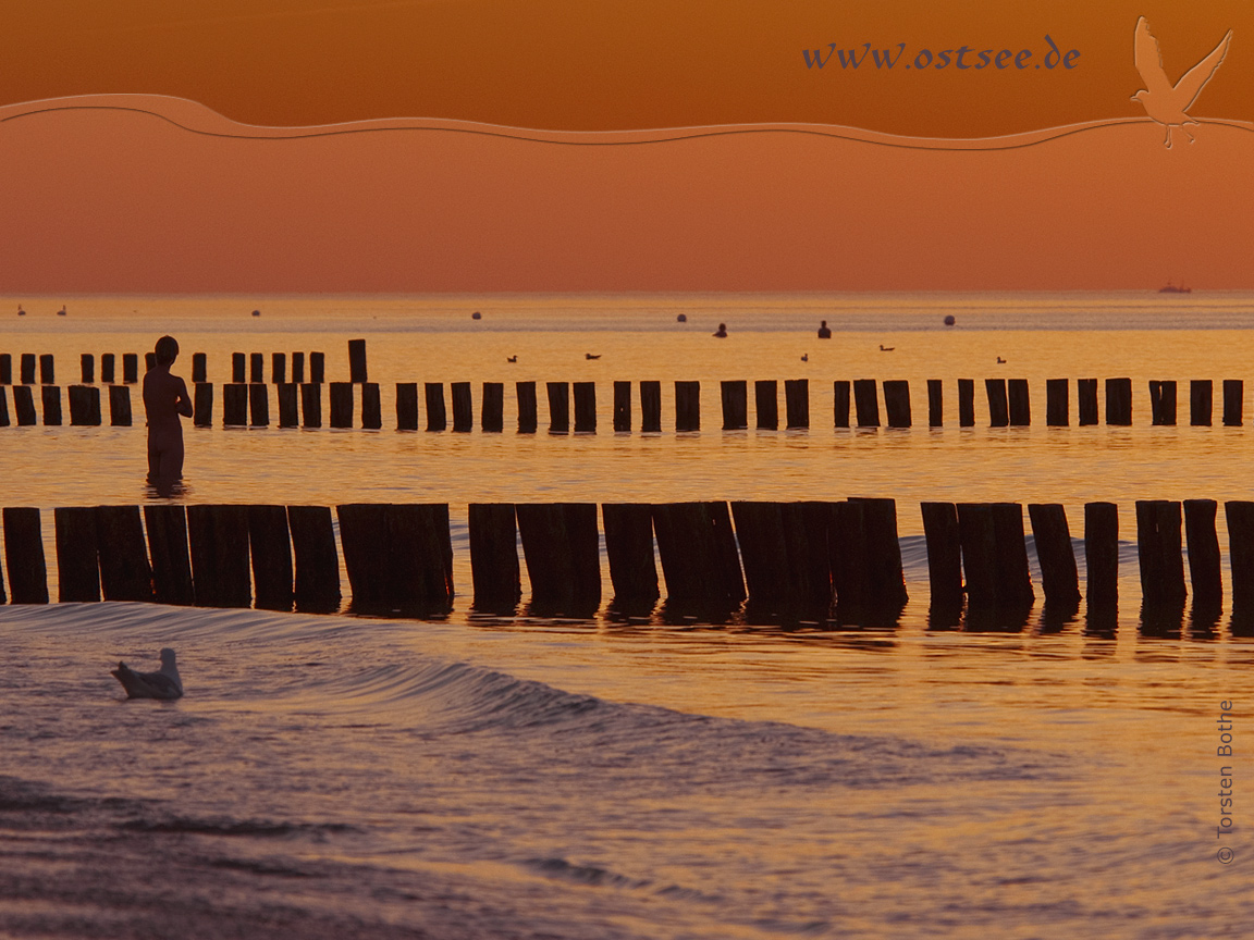 Baden im Sonnenuntergang