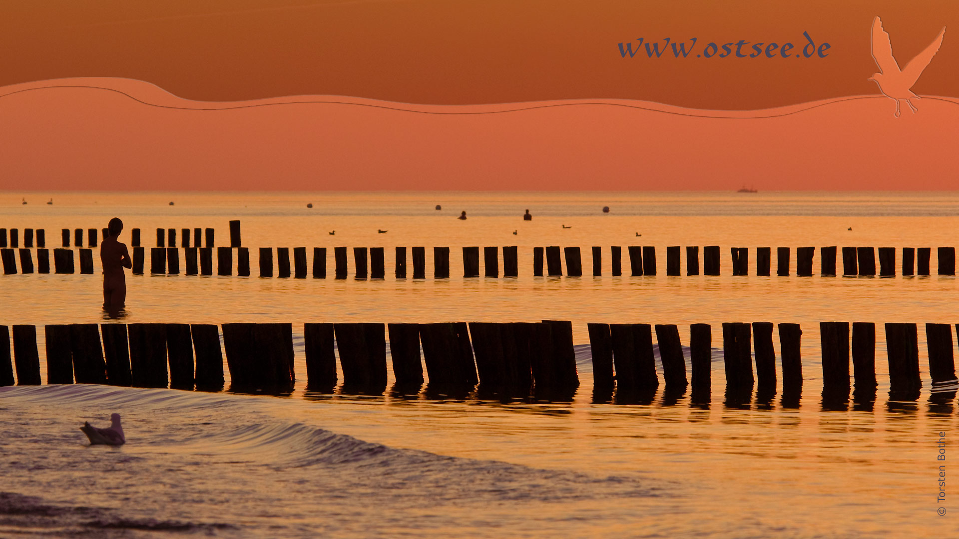 Hintergrundbild: Baden im Sonnenuntergang