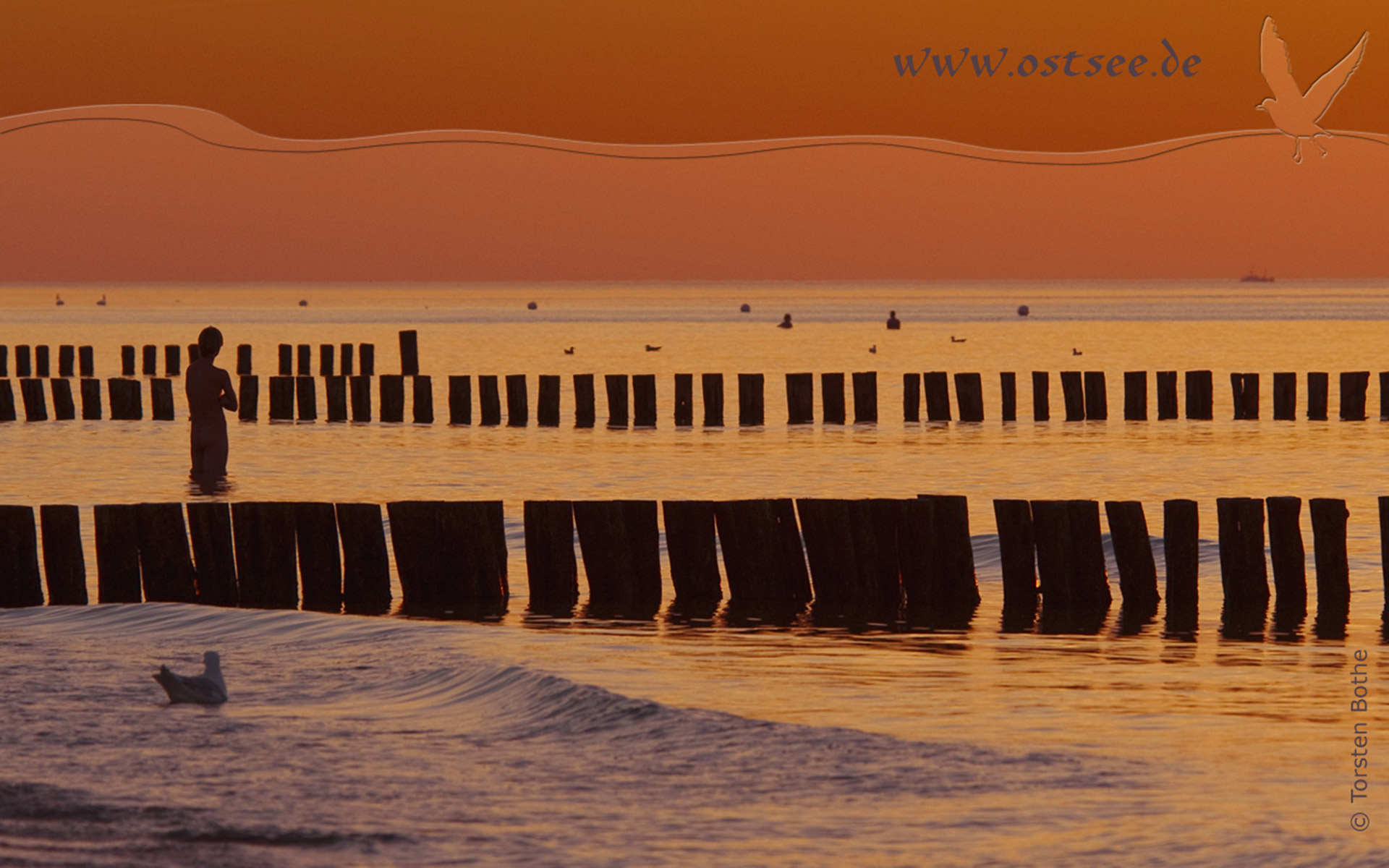 Hintergrundbild: Baden im Sonnenuntergang